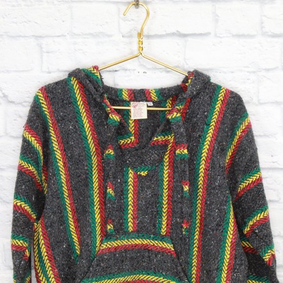 Yarina Baja Bohemian Hippie Style Drug Rug Pullover Hooded Sweater Size S - Picture 5 of 8